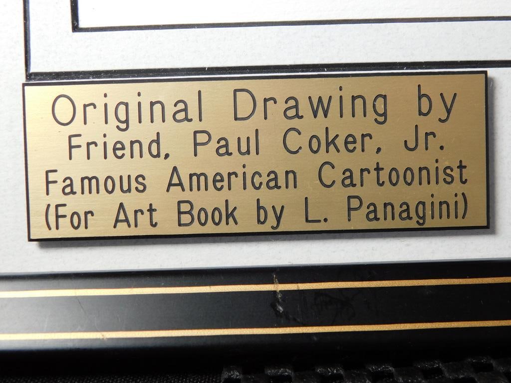 Original Framed Drawing by Listed Artist Paul Coker Jr. for L. Panagini Art Book - 9