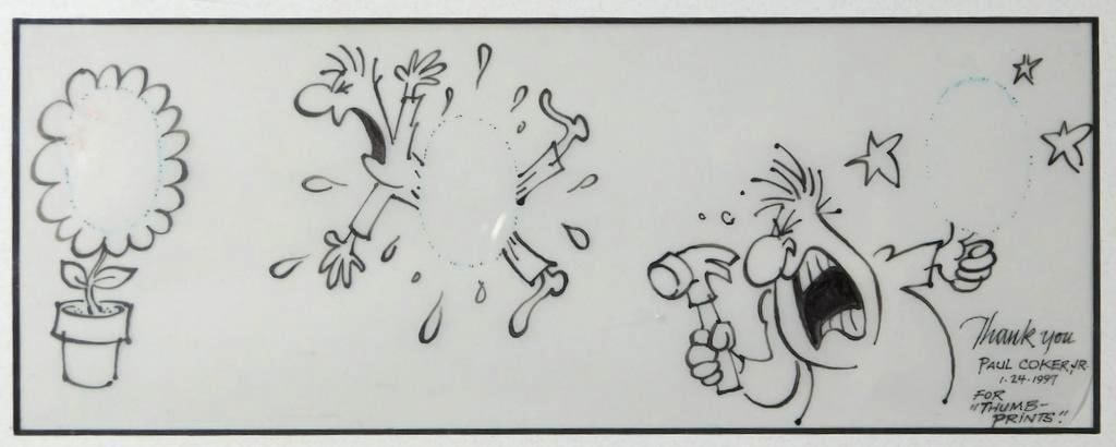 Framed Original Cartoon Art by Listed Artist Paul Coker Jr., Dated 1997 - 2