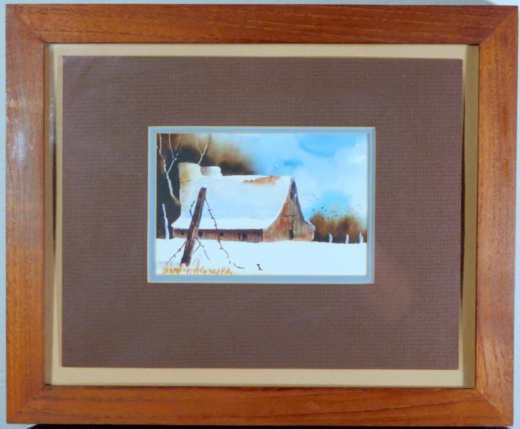 Jerry Ellis WPA, Miniature Watercolor Painting, Framed and Signed (1 of 6)