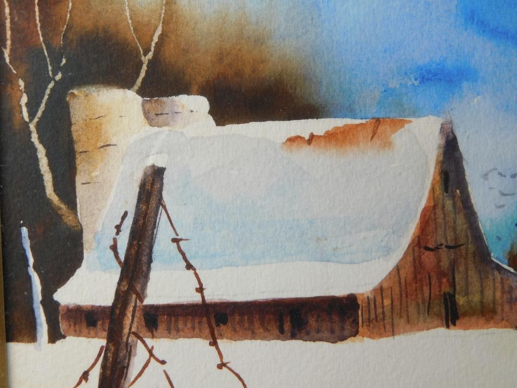 Jerry Ellis WPA, Miniature Watercolor Painting, Framed and Signed - 4