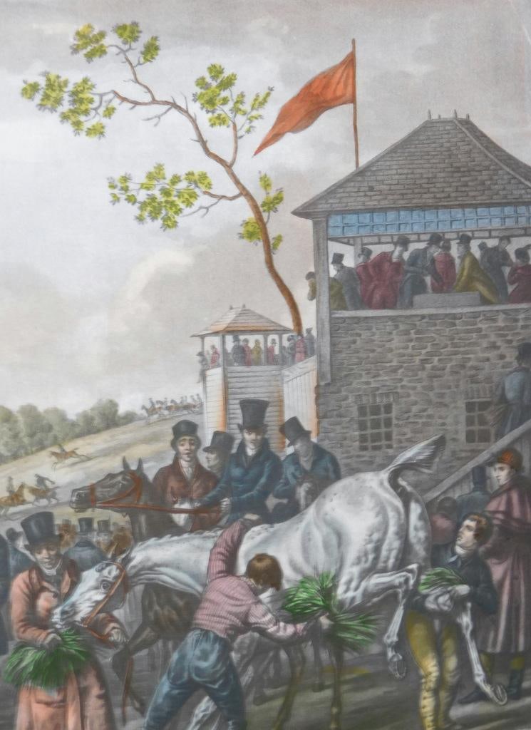 Carle Vernet, Gravure Coloree Les Suites d'une Course, Framed - 4