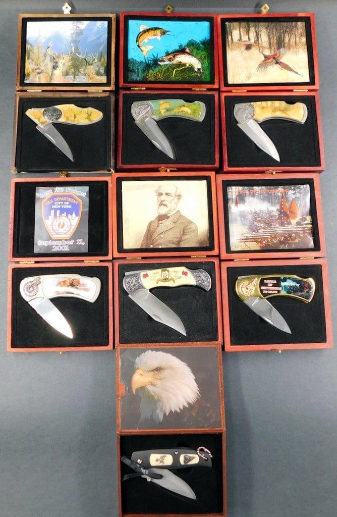 (Lot of 7) Themed Knives in wood boxes (1 of 9)