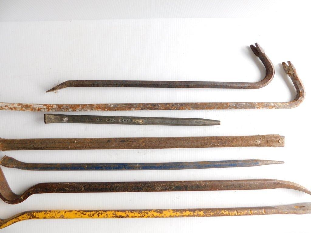 Seven Assorted Steel Pry Bars and Wrecking Bars - 2