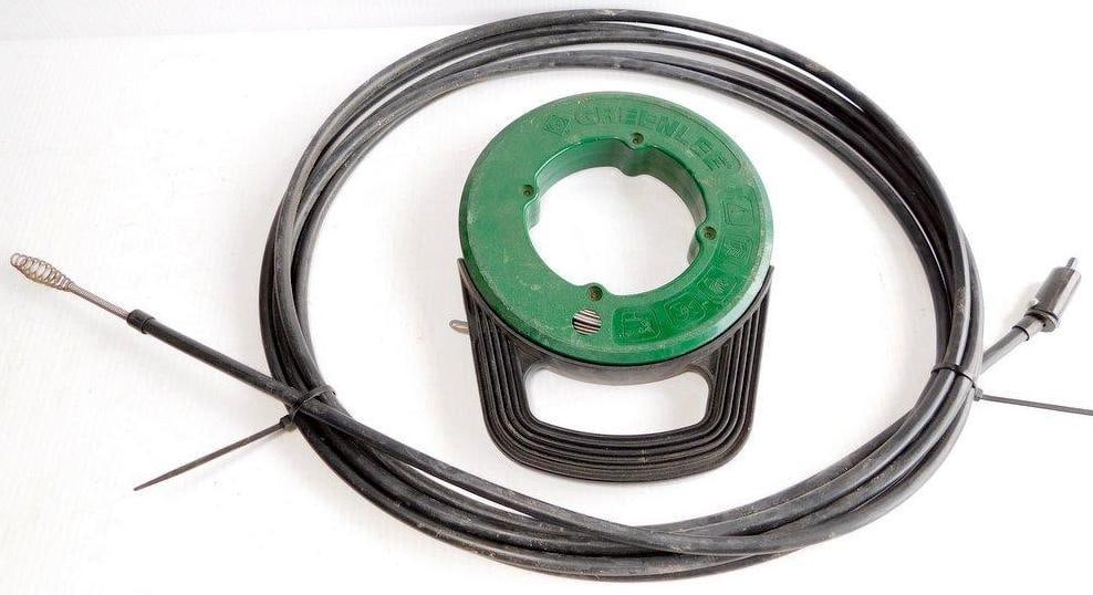 Greenlee 438-5 Steel Fish Tape, 65 Feet, and Plumbing Snake: Both for one money Greenlee 438-5 Steel Fish Tape featuring a 65-foot length with a diameter of 1/8 inch and thickness of 0.060 inch (19.8 m x 3.2 mm x 1.5 mm) Equipped with a durable green plastic
