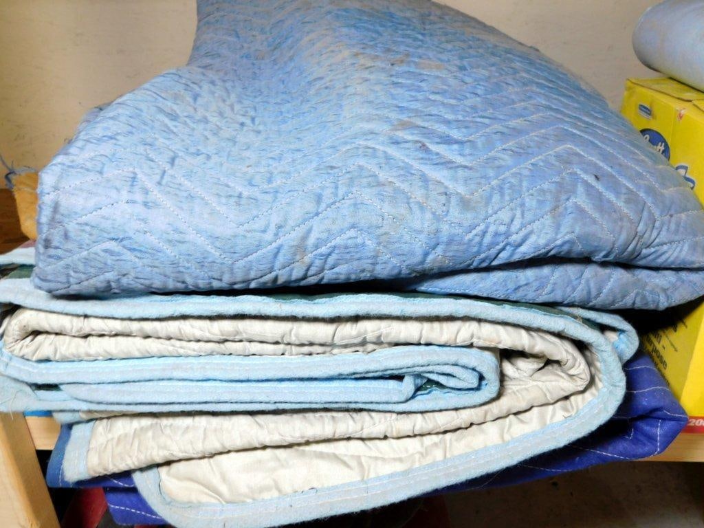 Moving Blankets, Tarps, Plastic Sheeting, and Box of Disposable Towels - 3