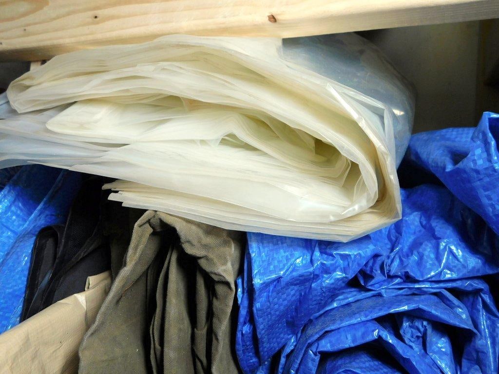 Moving Blankets, Tarps, Plastic Sheeting, and Box of Disposable Towels - 7