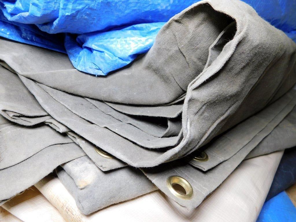 Moving Blankets, Tarps, Plastic Sheeting, and Box of Disposable Towels - 8