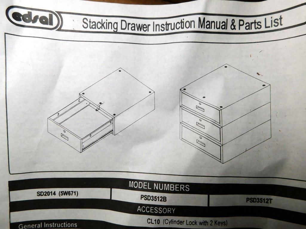 Edsal Steel Stacking Drawer Units, Model PSD3512B, and Additional Undermount Drawer - 6