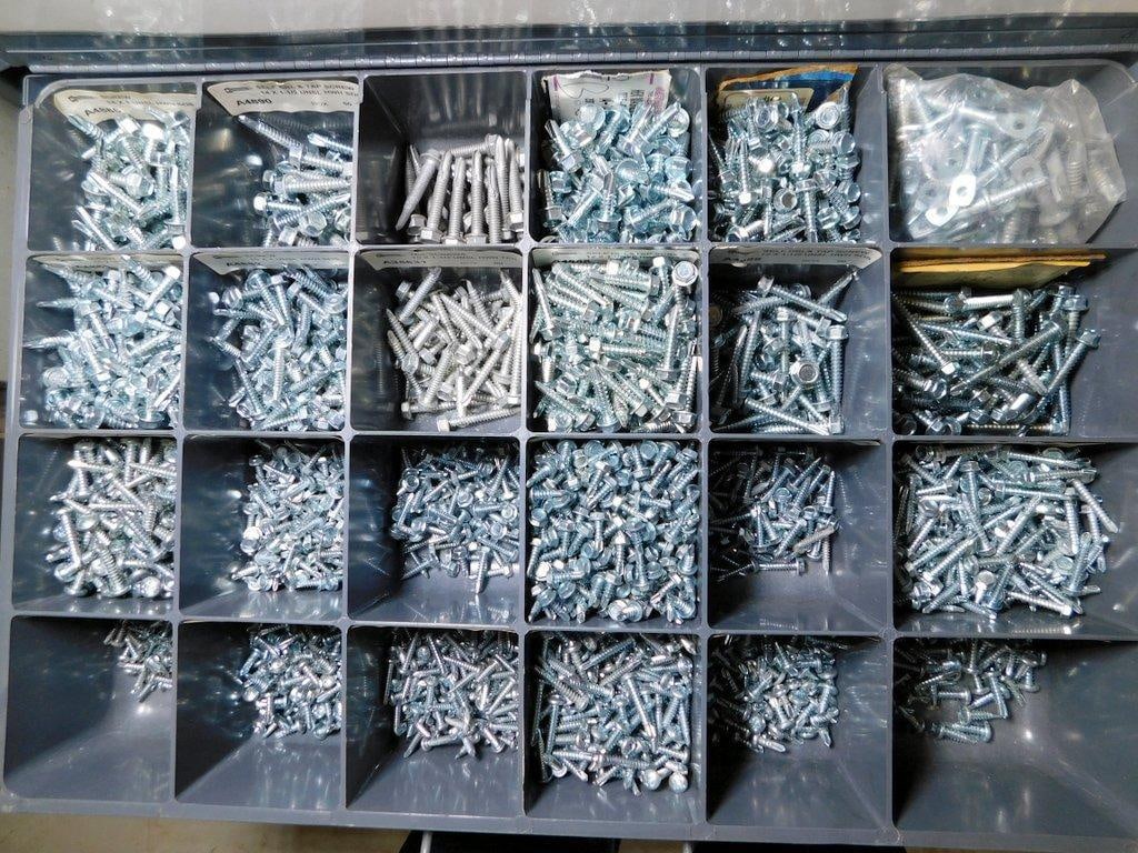 Multi-Drawer Metal Cabinet w/ Contents of Screws, Bolts, and Anchors - 11
