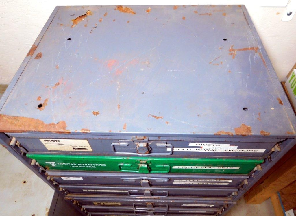 Multi-Drawer Metal Cabinet w/ Contents of Screws, Bolts, and Anchors - 2