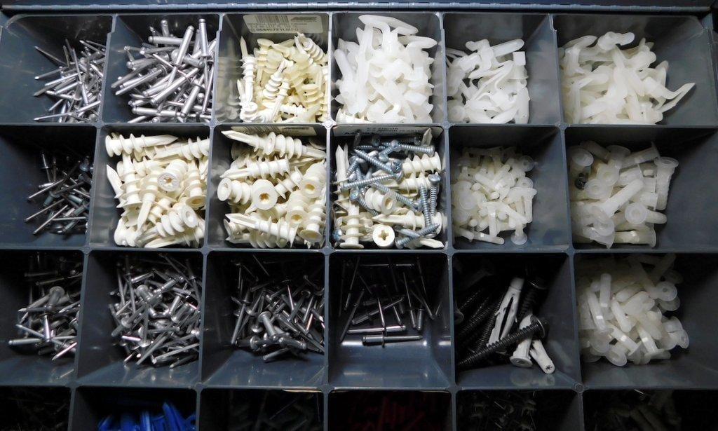 Multi-Drawer Metal Cabinet w/ Contents of Screws, Bolts, and Anchors - 5