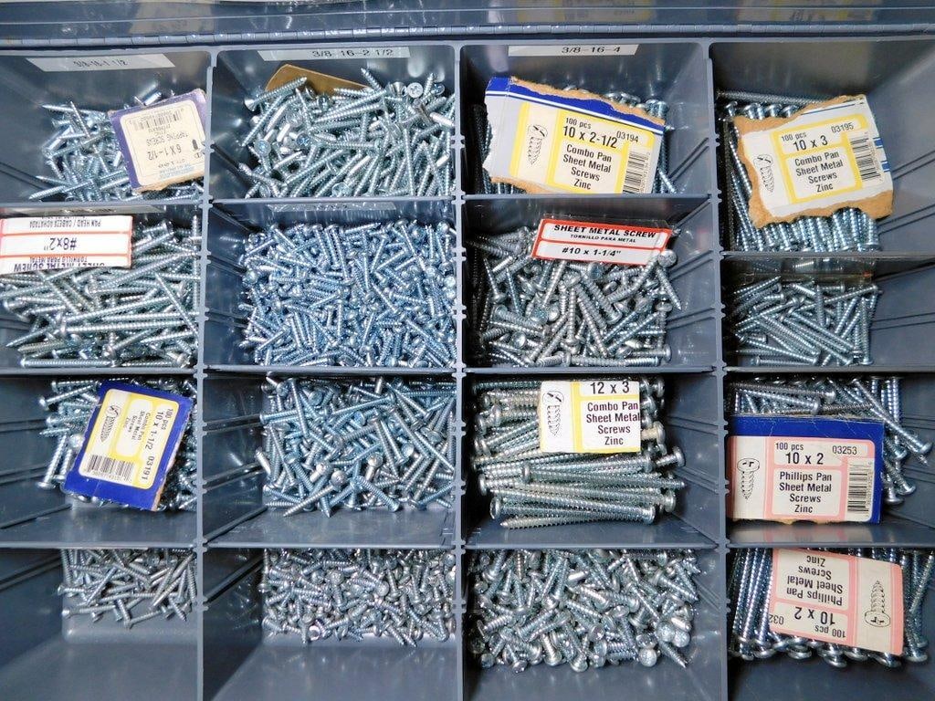 Multi-Drawer Metal Cabinet w/ Contents of Screws, Bolts, and Anchors - 8