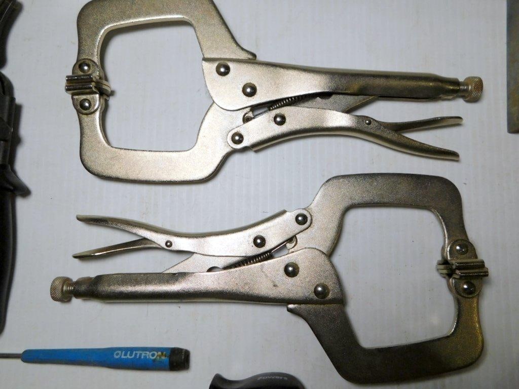 Hand Tools Including Clamps, Tape Measure, and Screwdrivers - 3