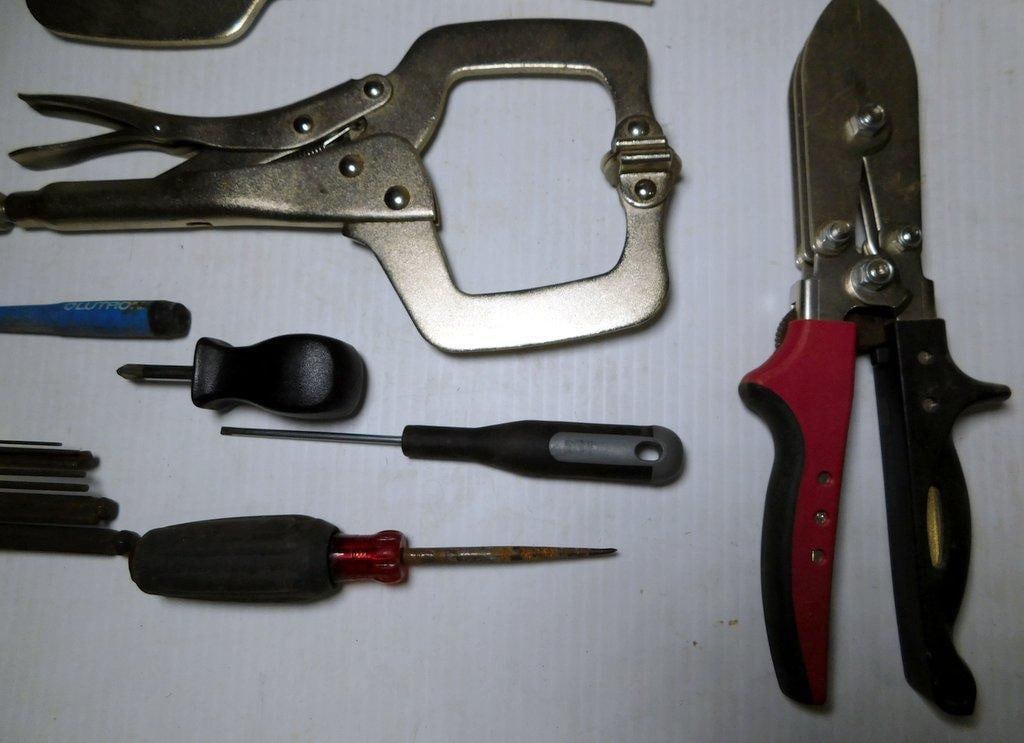 Hand Tools Including Clamps, Tape Measure, and Screwdrivers - 5