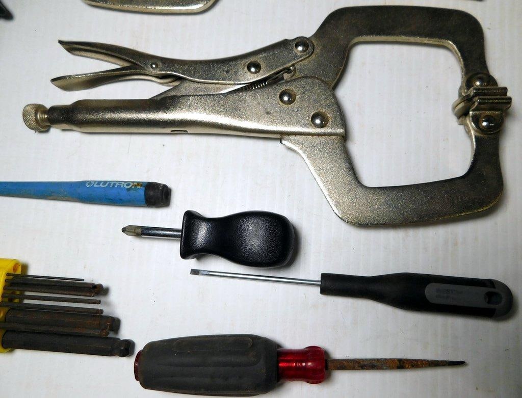 Hand Tools Including Clamps, Tape Measure, and Screwdrivers - 6