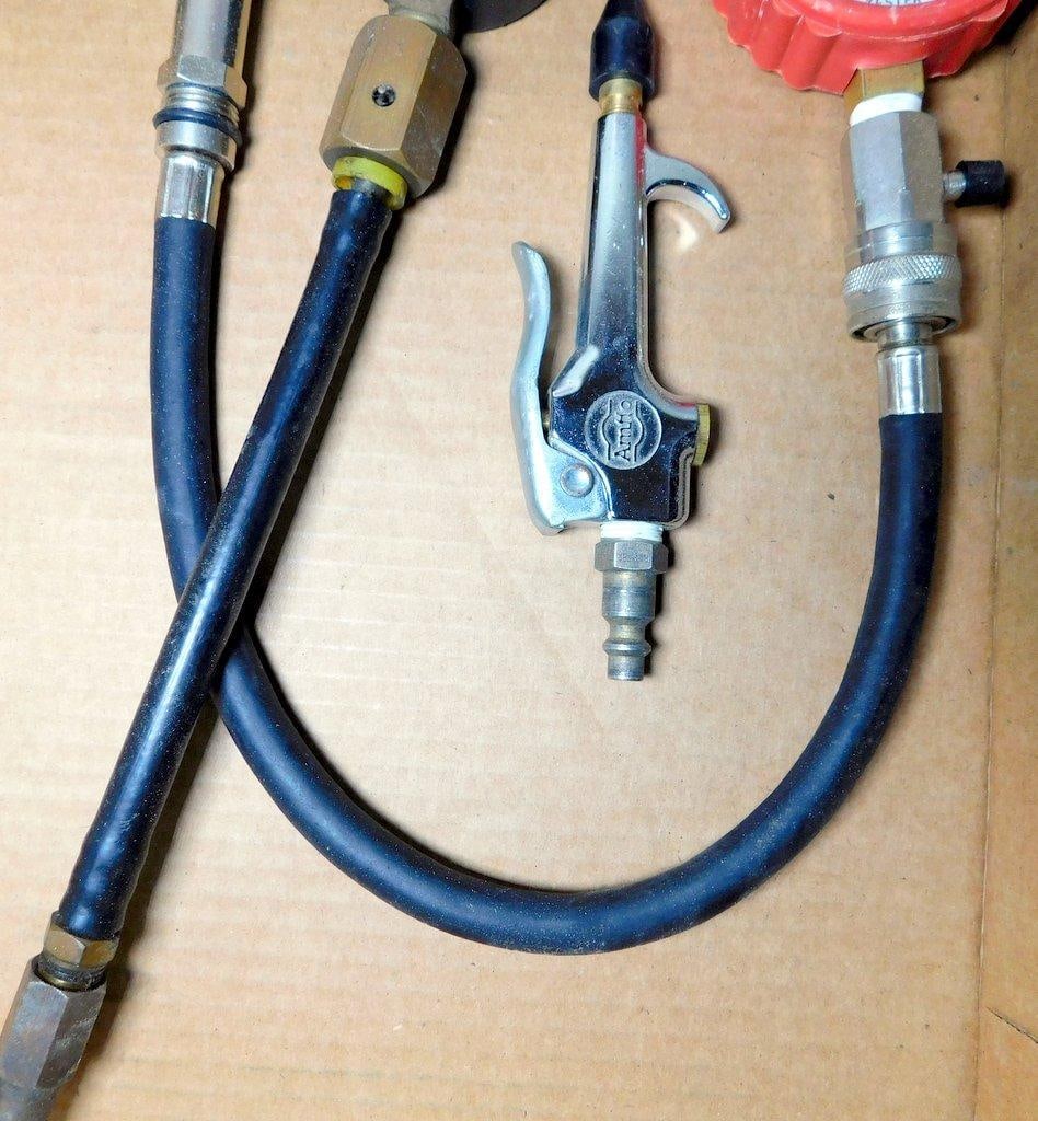 Tool Set Lot Featuring Husky Air Compressor Kit and Motorcycle Chain Tools - 4
