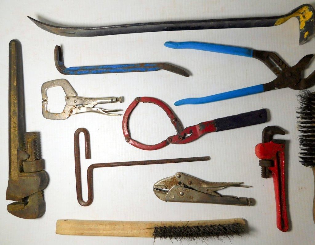 Hand Tools Including Pliers, Wrenches, and Brushes - 3