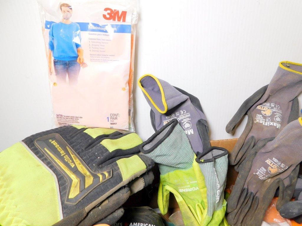 Large Grouping of Work Gloves, Cleaning Supplies, and Protective Equipment Bundle - 2