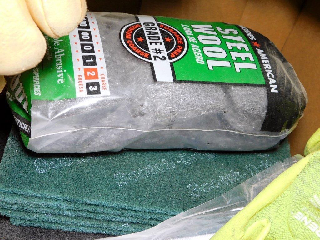 Large Grouping of Work Gloves, Cleaning Supplies, and Protective Equipment Bundle - 8