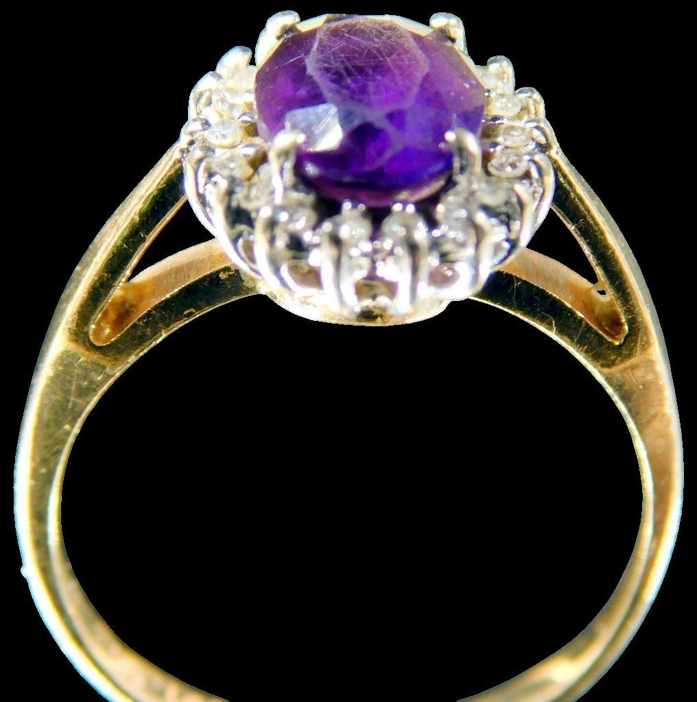 14K Gold Ladies Ring w/ Diamonds and Amethyst - 5