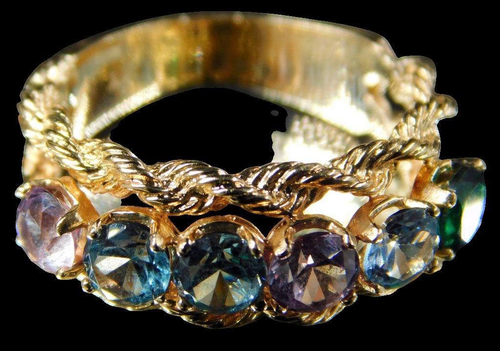 14K Gold Ladies Ring w/Topaz and Jadite Setting - 3