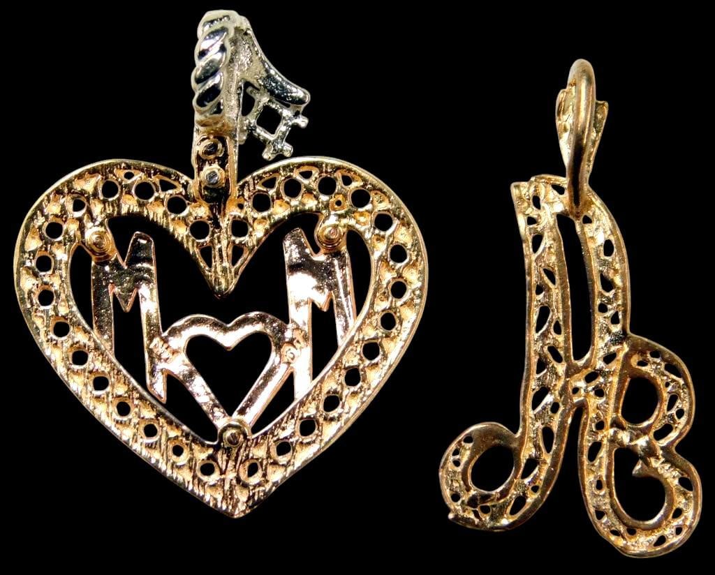 14K Yellow Gold Necklace Pendants, (2) - 4