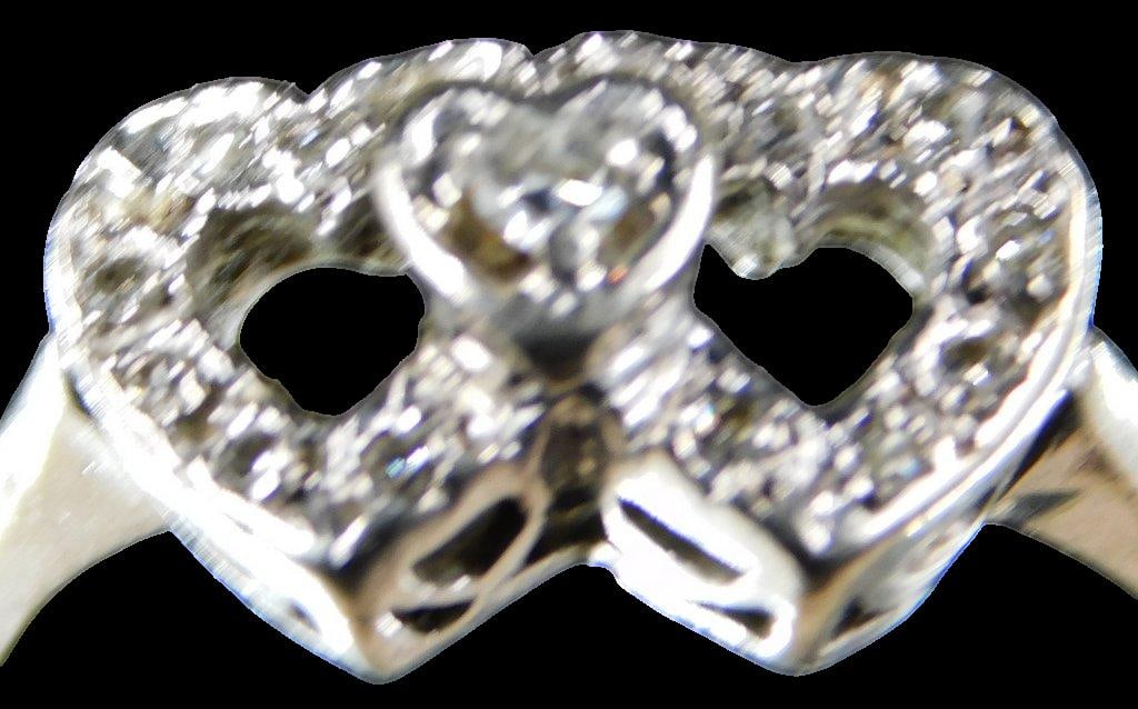 Ladies 10K Gold and Diamonds Heart Ring - 3