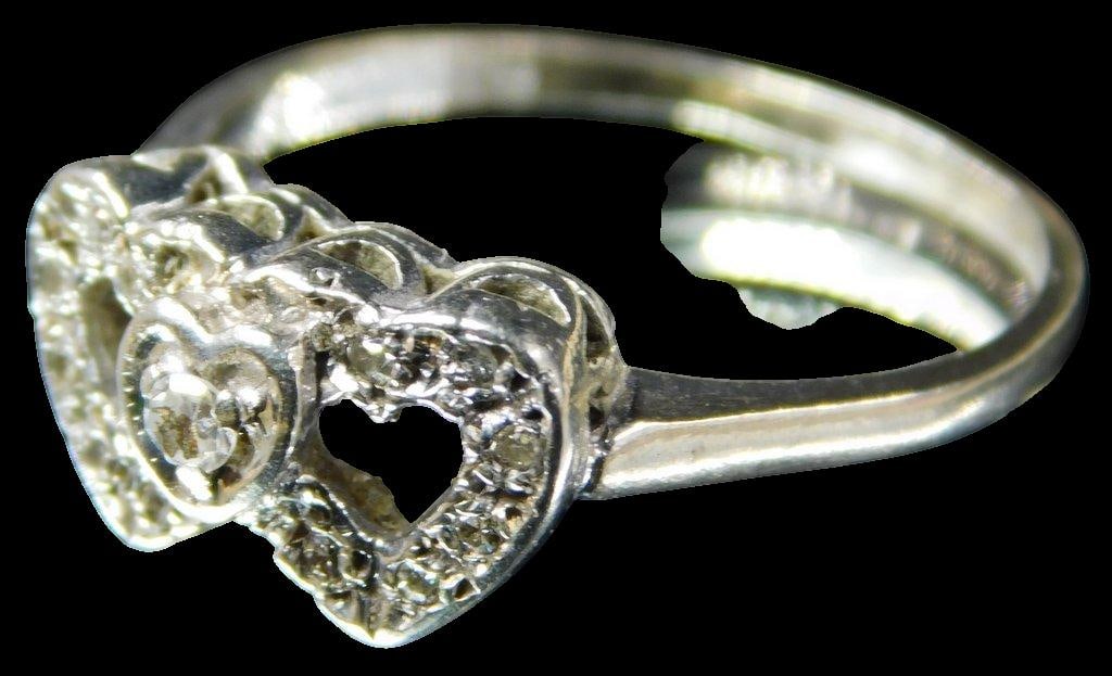 Ladies 10K Gold and Diamonds Heart Ring - 5