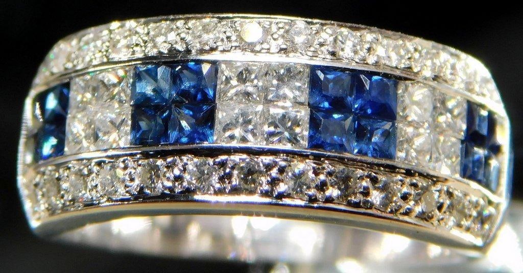18K White Gold Diamond and Sapphire Ladies Ring - 3