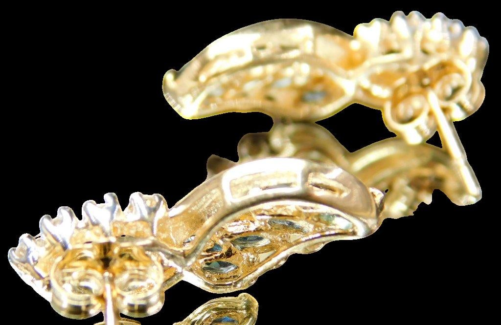 14K Gold, Diamond and Topaz Earring Set - 4