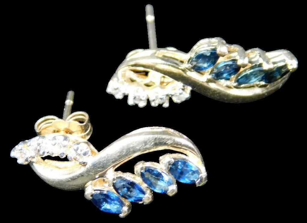 14K Gold, Diamond and Topaz Earring Set - 5