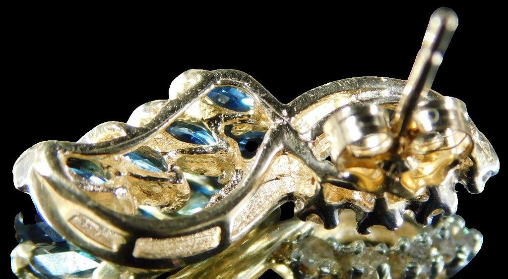 14K Gold, Diamond and Topaz Earring Set - 6