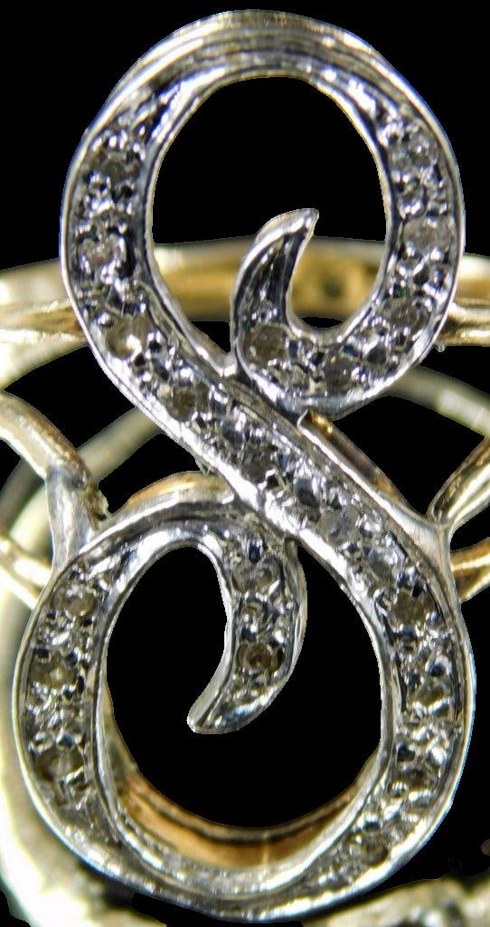 14K Yellow Gold and Diamond S Design Ladies Ring - 4
