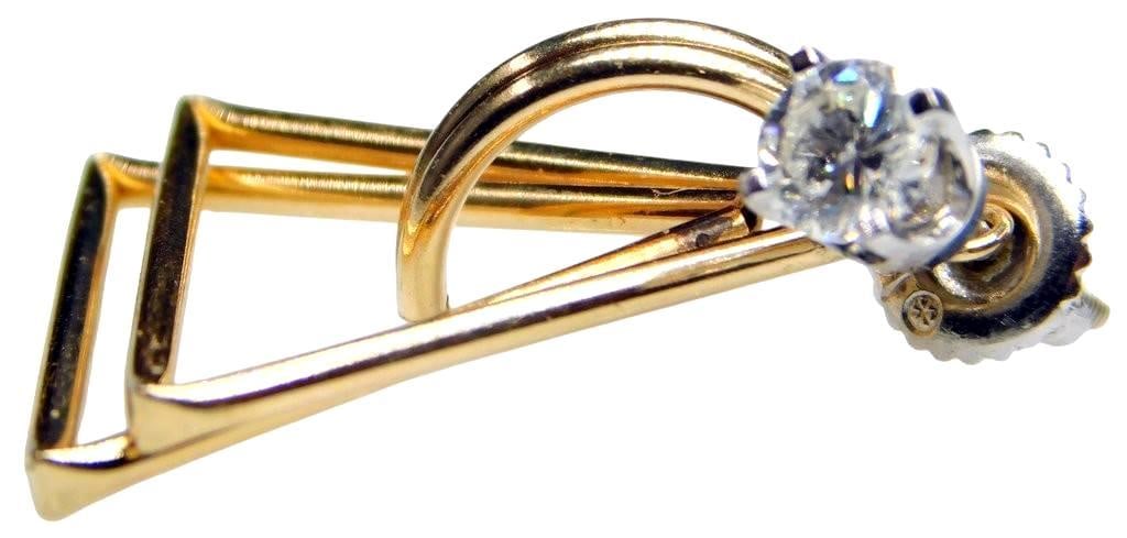 Diamond Studs with 14K Gold Double Triangle Jackets - 3