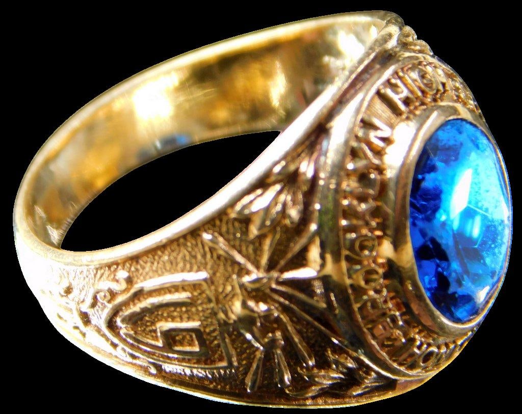 1957 Brooklyn High School Girl's 10K Gold Class Ring - 2
