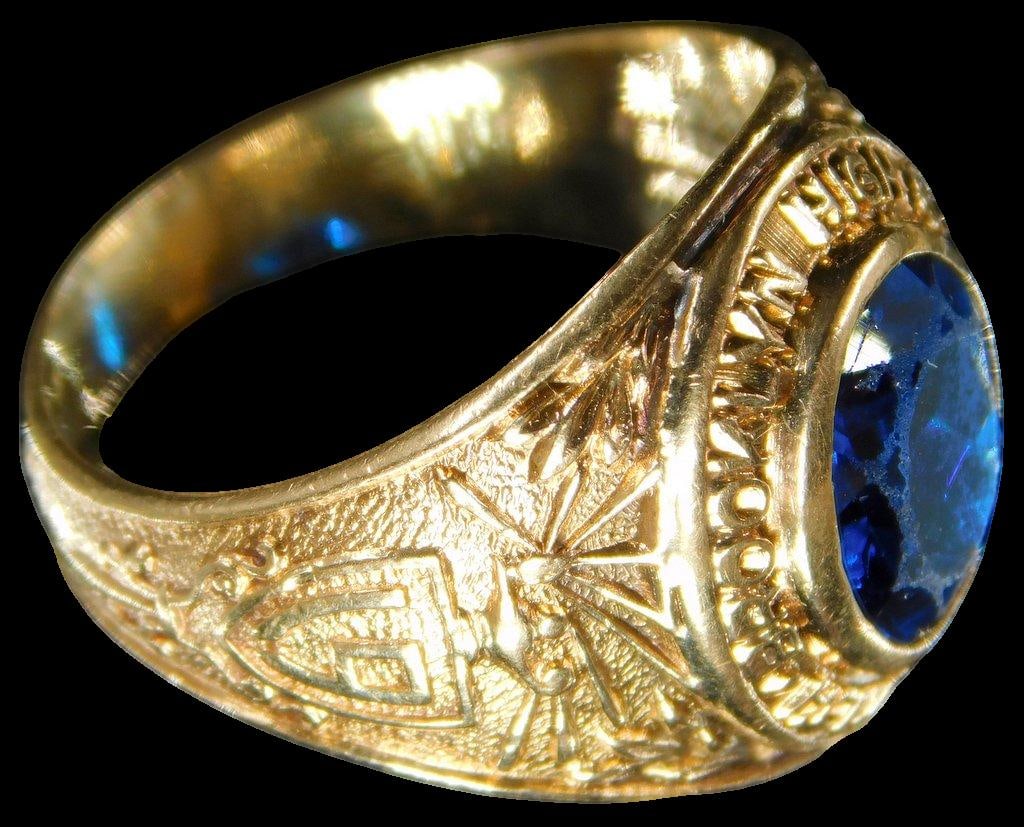 1957 Brooklyn High School Girl's 10K Gold Class Ring - 4