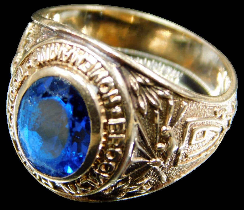 1957 Brooklyn High School Girl's 10K Gold Class Ring - 5