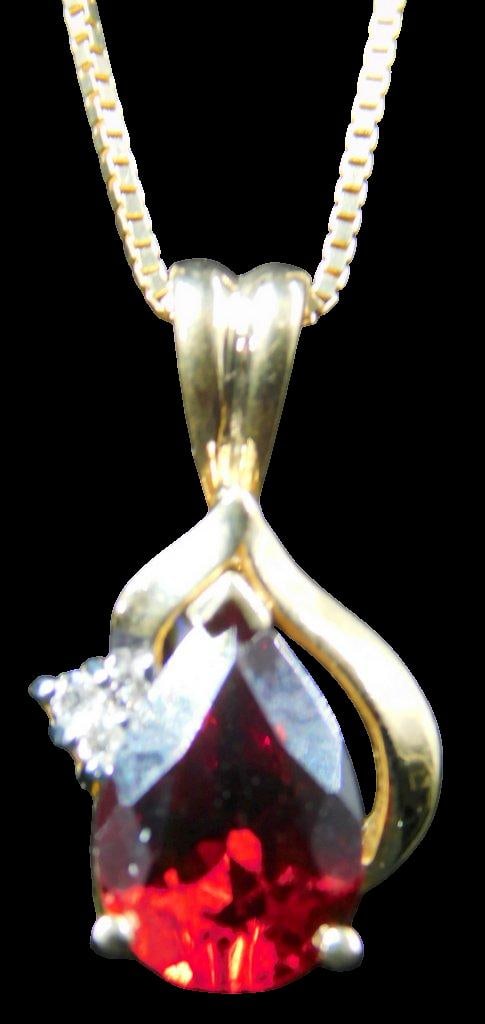 14K Gold Necklace w/ Tourmalite and Diamond Pendant, Italy: Classy looking Pendent Necklace 14K Yellow Gold Marked 14K and Italy 21 1/2 inch chain total Shows very well 2.5 dwt