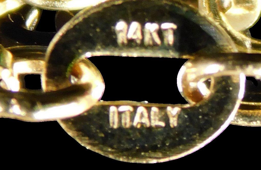 14K Gold Necklace w/ Tourmalite and Diamond Pendant, Italy - 3