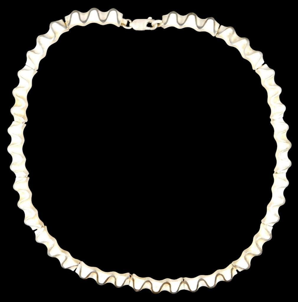 White Enamel and Sterling Silver Necklace and Earring Set - 2