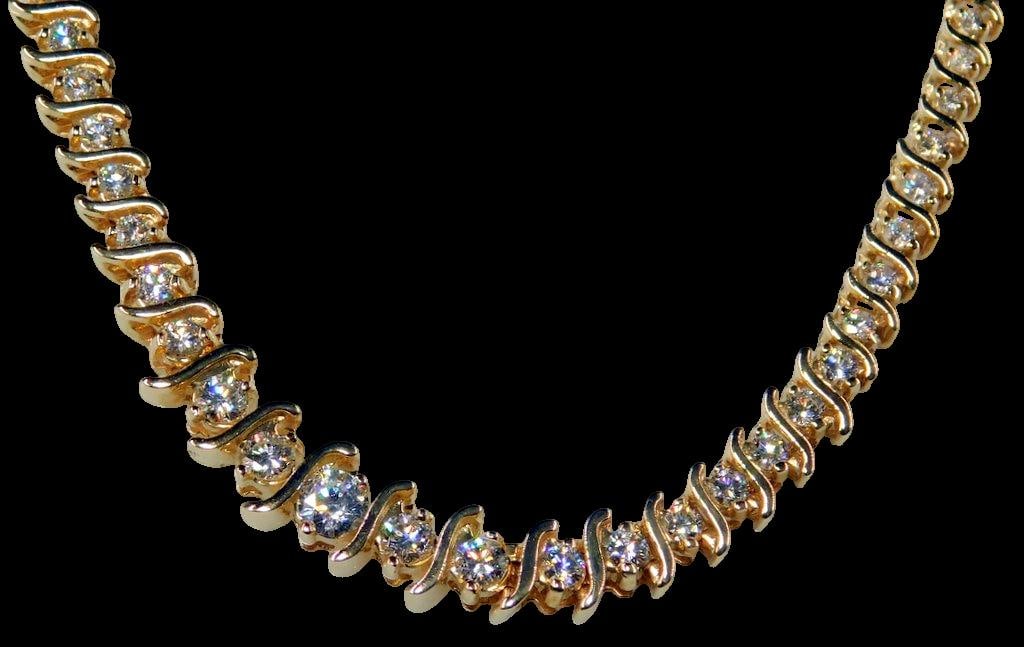 14K Gold Diamond Tennis Necklace - 10