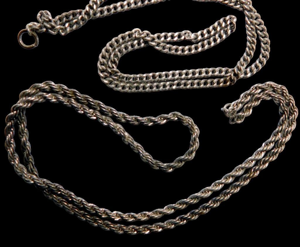 Sterling Silver Neck Chains w/ Twist and Curb Link Styles, (2) - 2