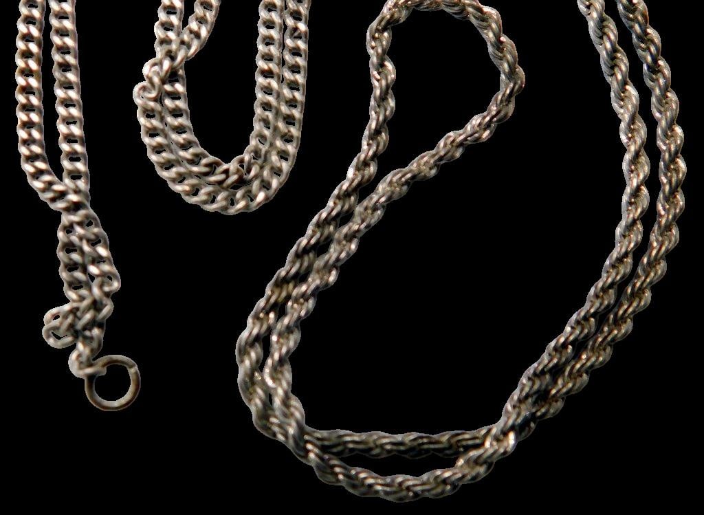 Sterling Silver Neck Chains w/ Twist and Curb Link Styles, (2) - 3