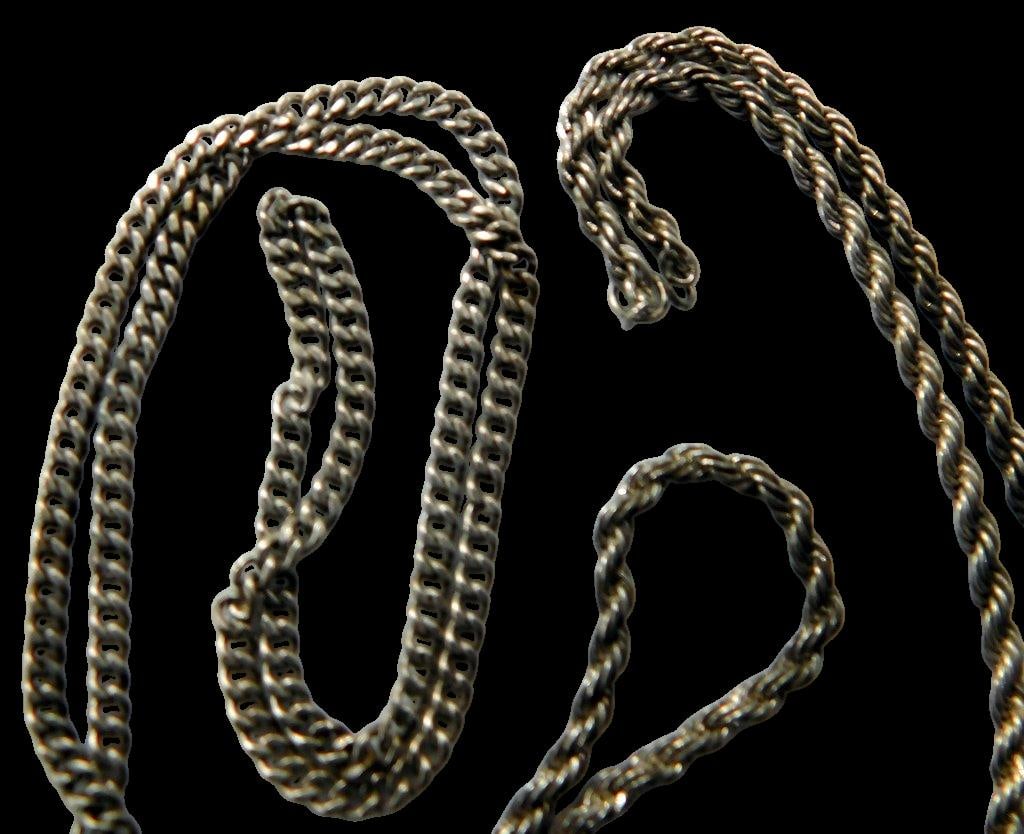 Sterling Silver Neck Chains w/ Twist and Curb Link Styles, (2) - 4