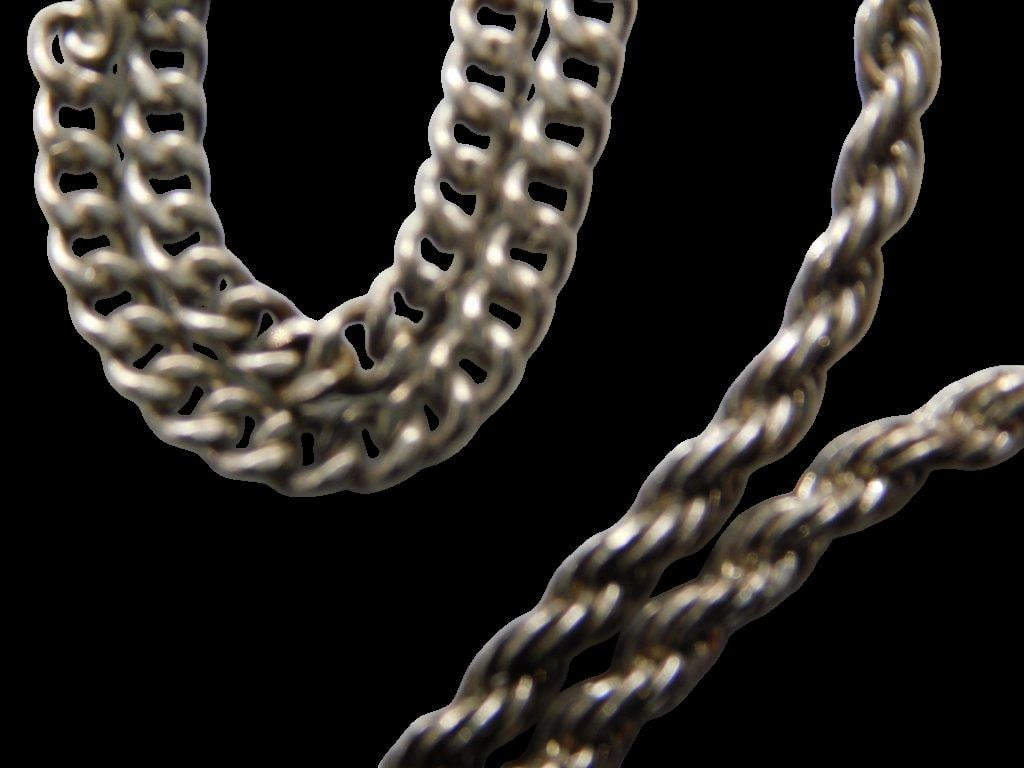 Sterling Silver Neck Chains w/ Twist and Curb Link Styles, (2) - 6