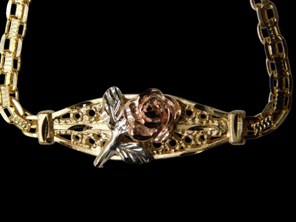 Gold Necklaces and Bracelet w/ Floral Design - 3