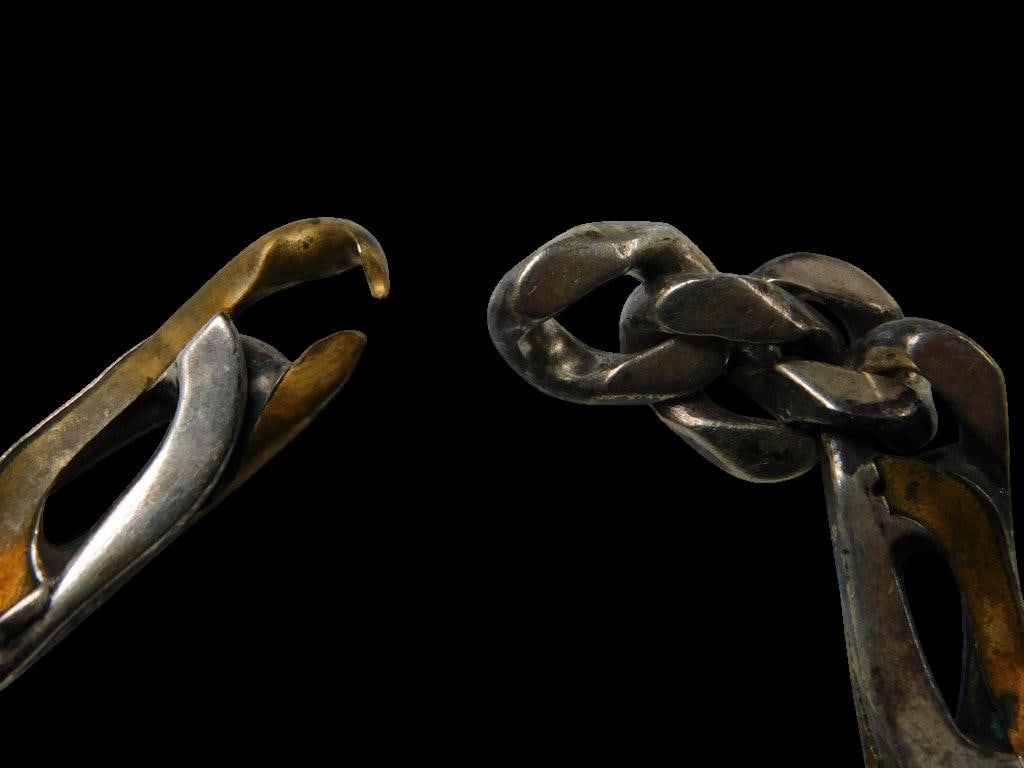 Sterling Silver and Gold-Toned Link Bracelet - 7