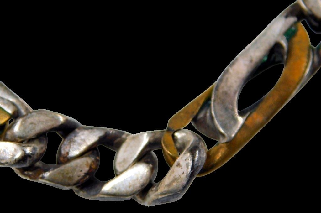 Sterling Silver and Gold-Toned Link Bracelet - 8
