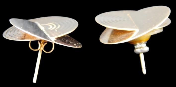 14K Gold CEDI Spiral Design Earring Pair - 2