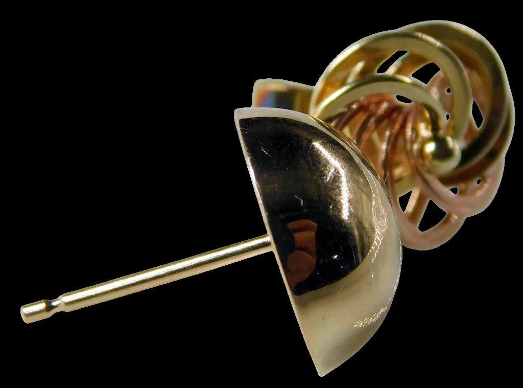 14K Yellow Gold Dome and Spiral Stud Earrings - 4